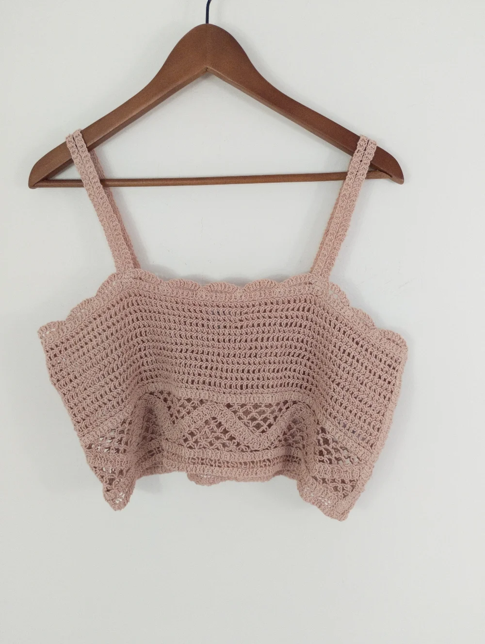 Ichi Crocheted Pink Cropped Tank Top Size XS/S - Picture 1 of 8